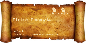 Minich Modeszta névjegykártya